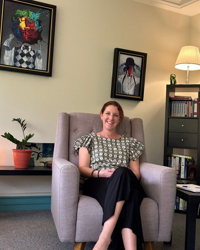 Amanda Oliver in an armchair in her West Perth consulting room